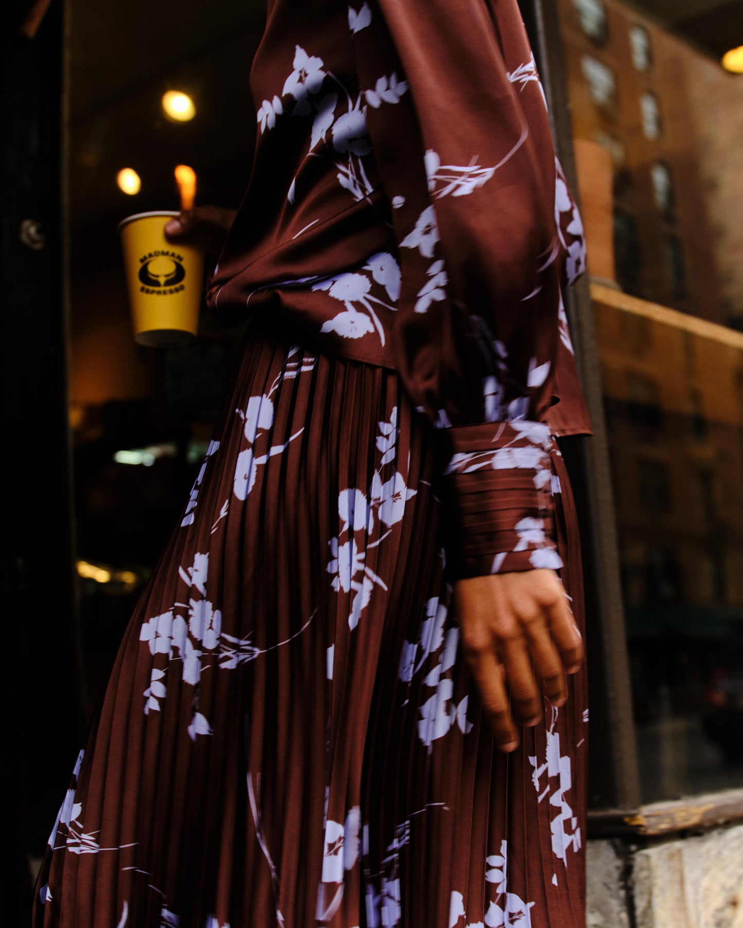 Claudia Pleated Skirt-Upstate Floral Espresso