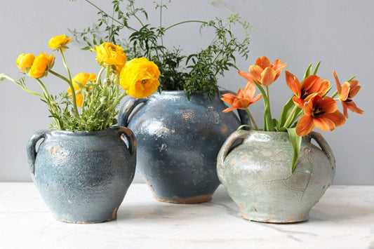 Found Blue/Green Tones Ceramic Confit Pot Vase Planter
