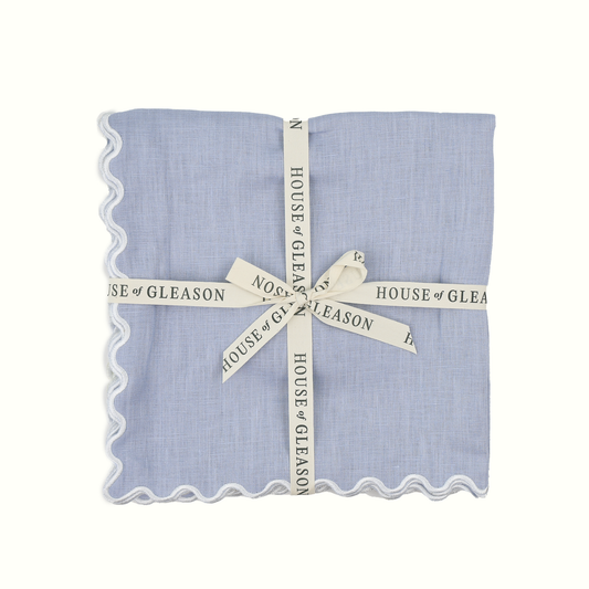 Powder Blue Linen Dinner Napkins - Set of 4