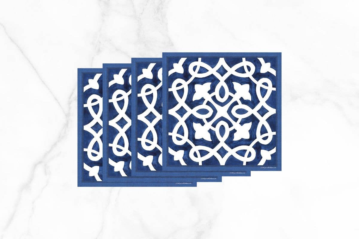 Italian Square Vinyl Coaster Set of 4 (Ortigia B)