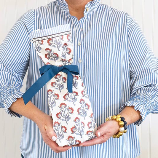 Paper Wine Bags | Red Floral Block Print