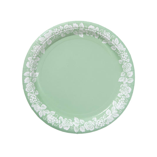 Wine Jasperware Inspired Dinner Paper Plates - Pack of 8: Blue