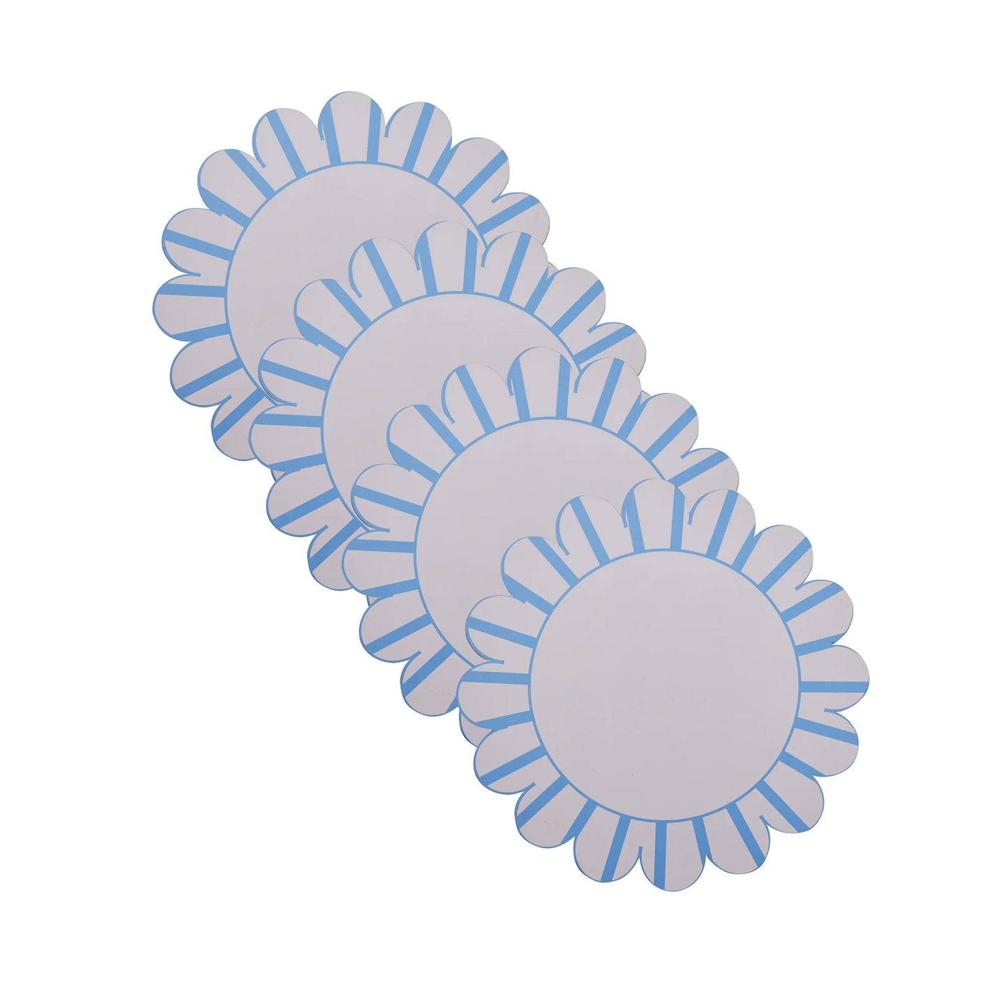 Blue Scallop Stripe Wipeable Placemats (Set of 4)