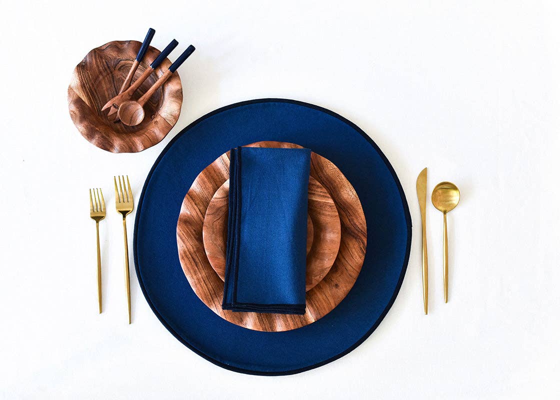 Navy Color Block Round Placemat - Set of 4