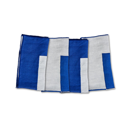 Blue Bauhaus Embroidered Linen Napkins (Set of 4)