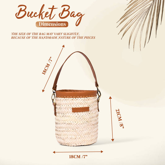 Leather Bucket Bag - Stylish Summer Purse and Handbag