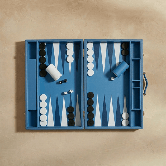 Leather Backgammon Set - Blue And Black