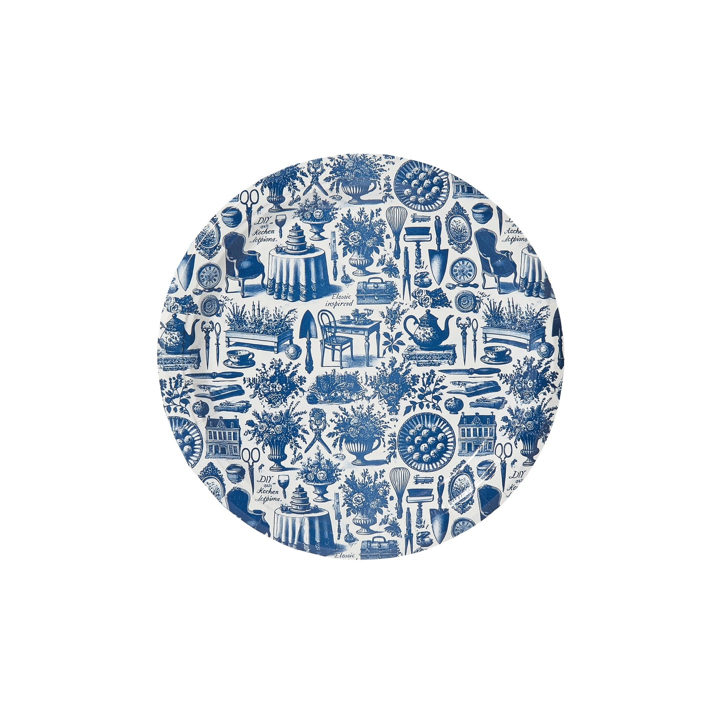 Martha's Garden Toile Disposable Paper Salad and Dessert Pla