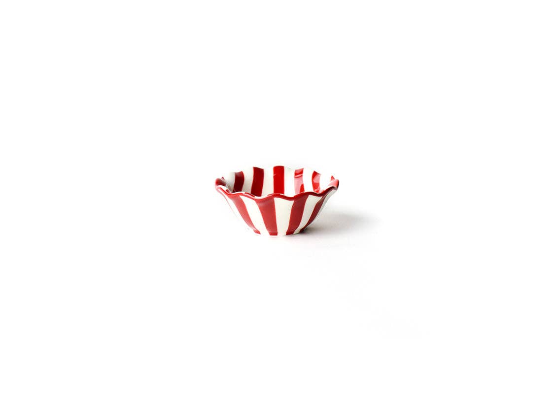 Red Stripe Ruffle Dipping Bowl