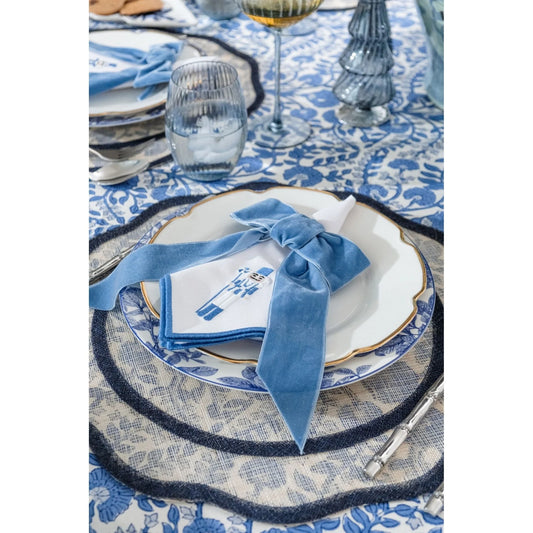 Dusty Blue Velvet Bow - Set of 2