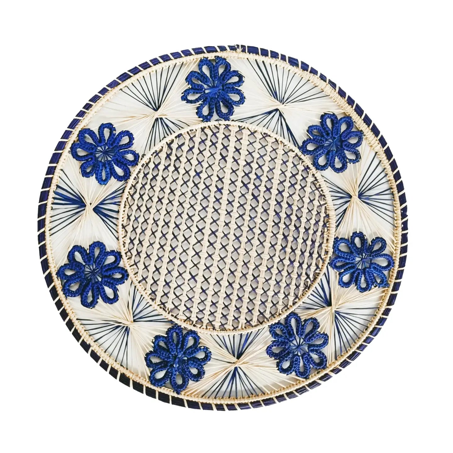 Flora Placemat in Blue & Natural (Set of 4)