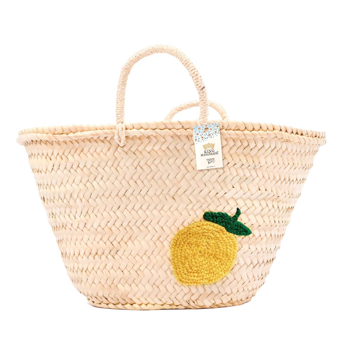 Lemon Straw Basket - Handwoven Summer Tote Bag: Small
