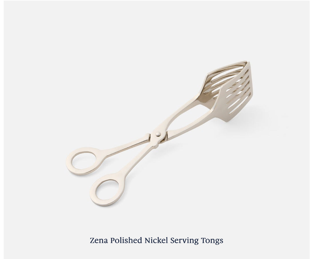 ZENA Polished Nickel Serving Tongs