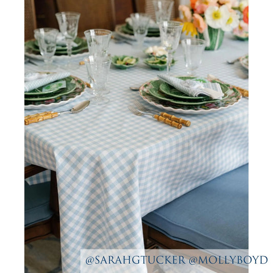 Gingham Check Tablecloth in Chambray