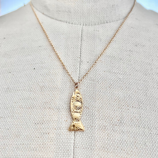 Gold Sun Fish Necklace