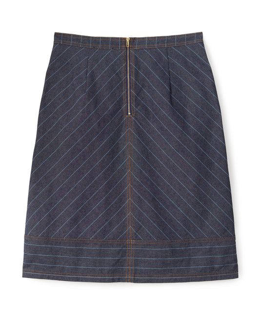 Elle Skirt-Denim Bluebell Stripe