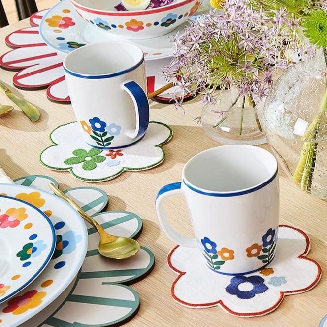 Floral Porcelain Mugs (Set of 4)