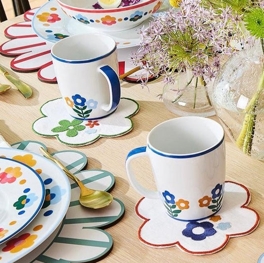 Floral Porcelain Mugs (Set of 4)