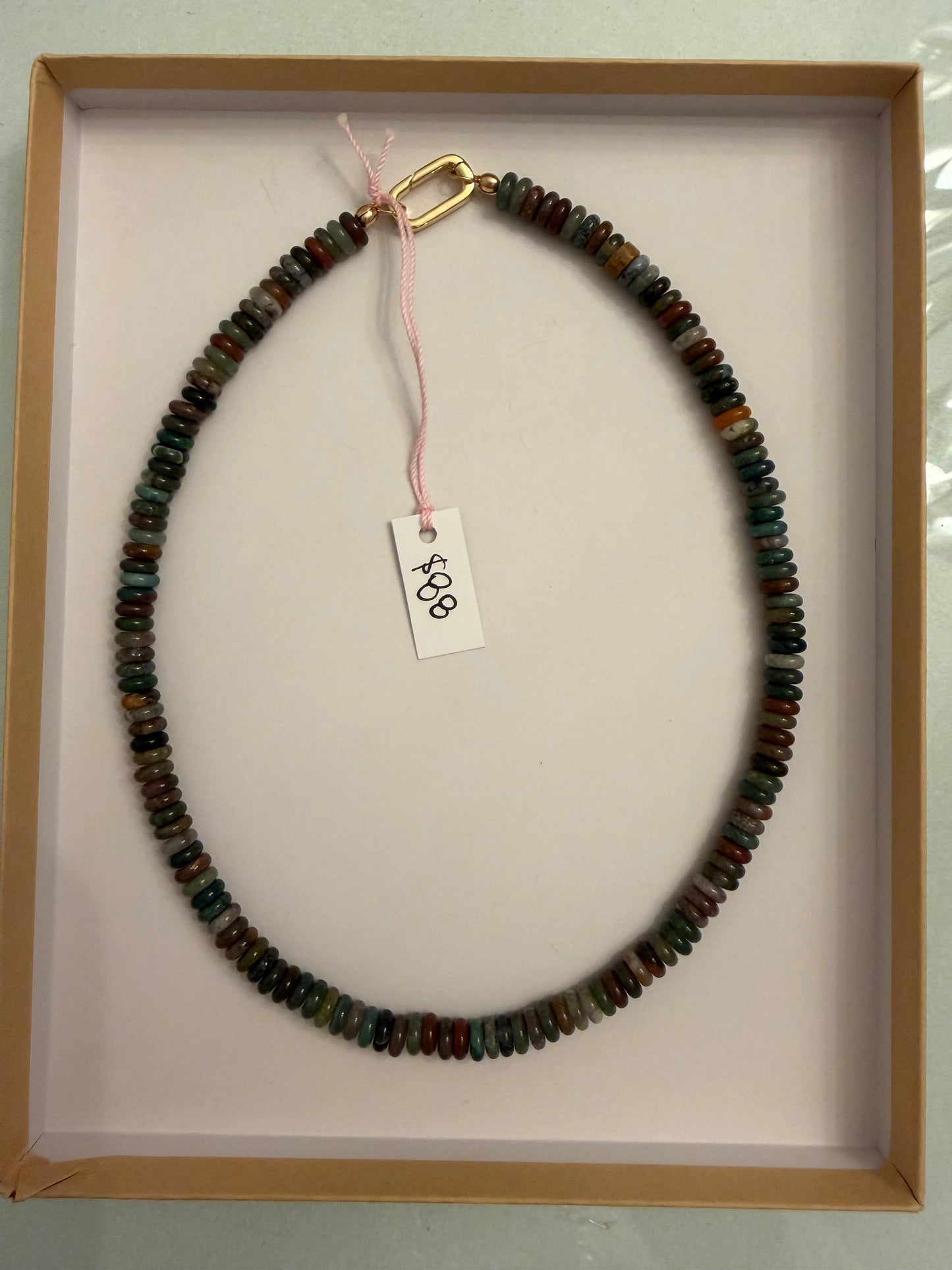 Small Variegated Olive Bead Necklace