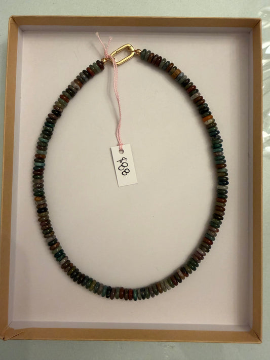 Small Variegated Olive Bead Necklace
