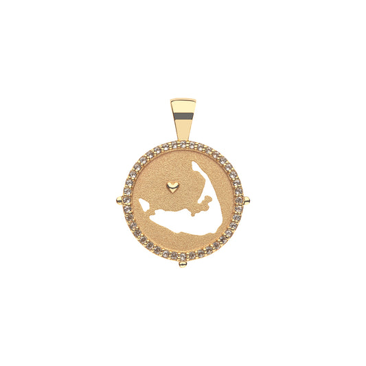 Nantucket Embellished Cutout Pendant Coin on 16-18" Satellite Chain