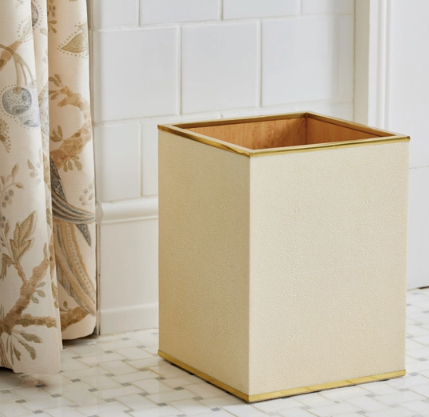 Classic Shagreen Waste Basket- Cream