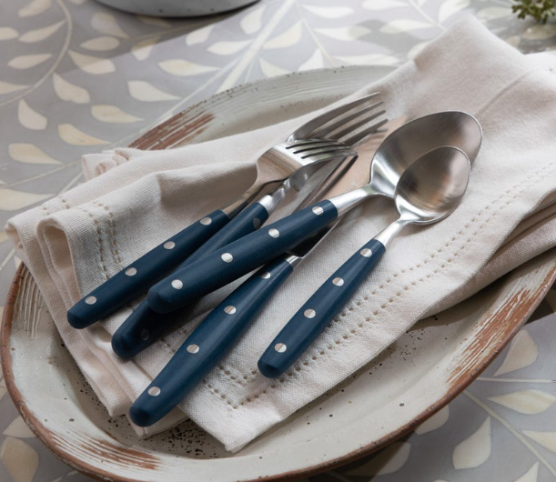 Jones Blue POM/Stainless Steel Flatware, 5 - piece set