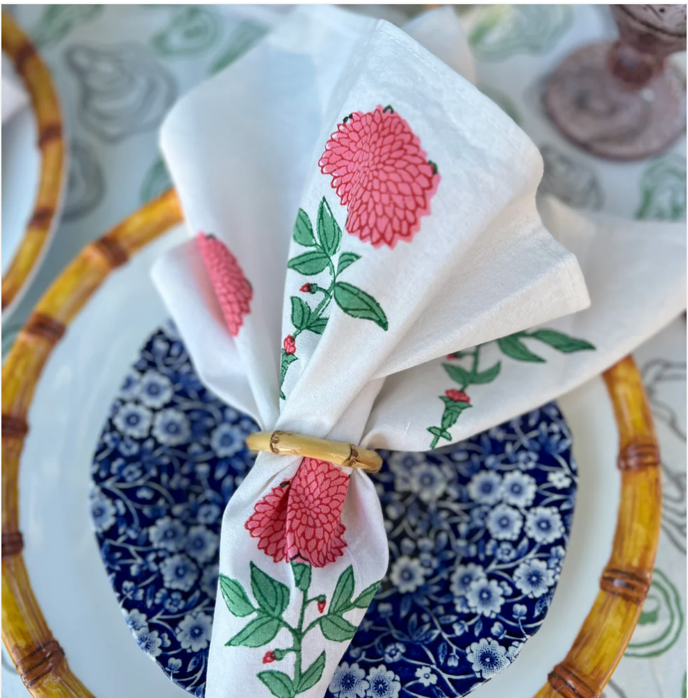 Pink Zinnia Napkins - Set of 4