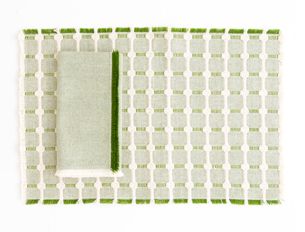 Hopsack Placemats in Leaf - Set of 4