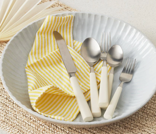 Annalise Flatware Set, White Acrylic/Stainless Steel - 5 - piece set