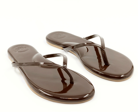 Solei Sea Thin Strap Sandal-Chocolate Patent