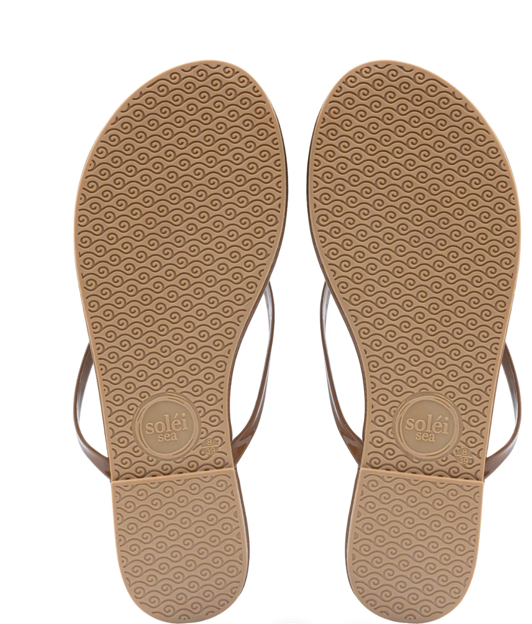 Solei Sea Thin Strap Sandal-Chocolate Patent