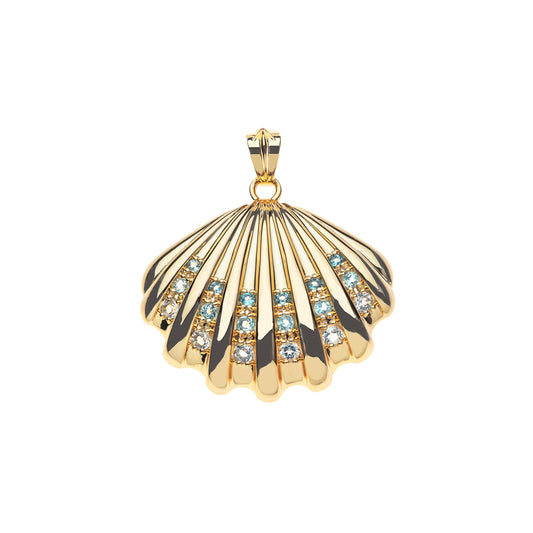 STRONG in the Waves Shell Pendant on 16-18" Classic Rolo Chain