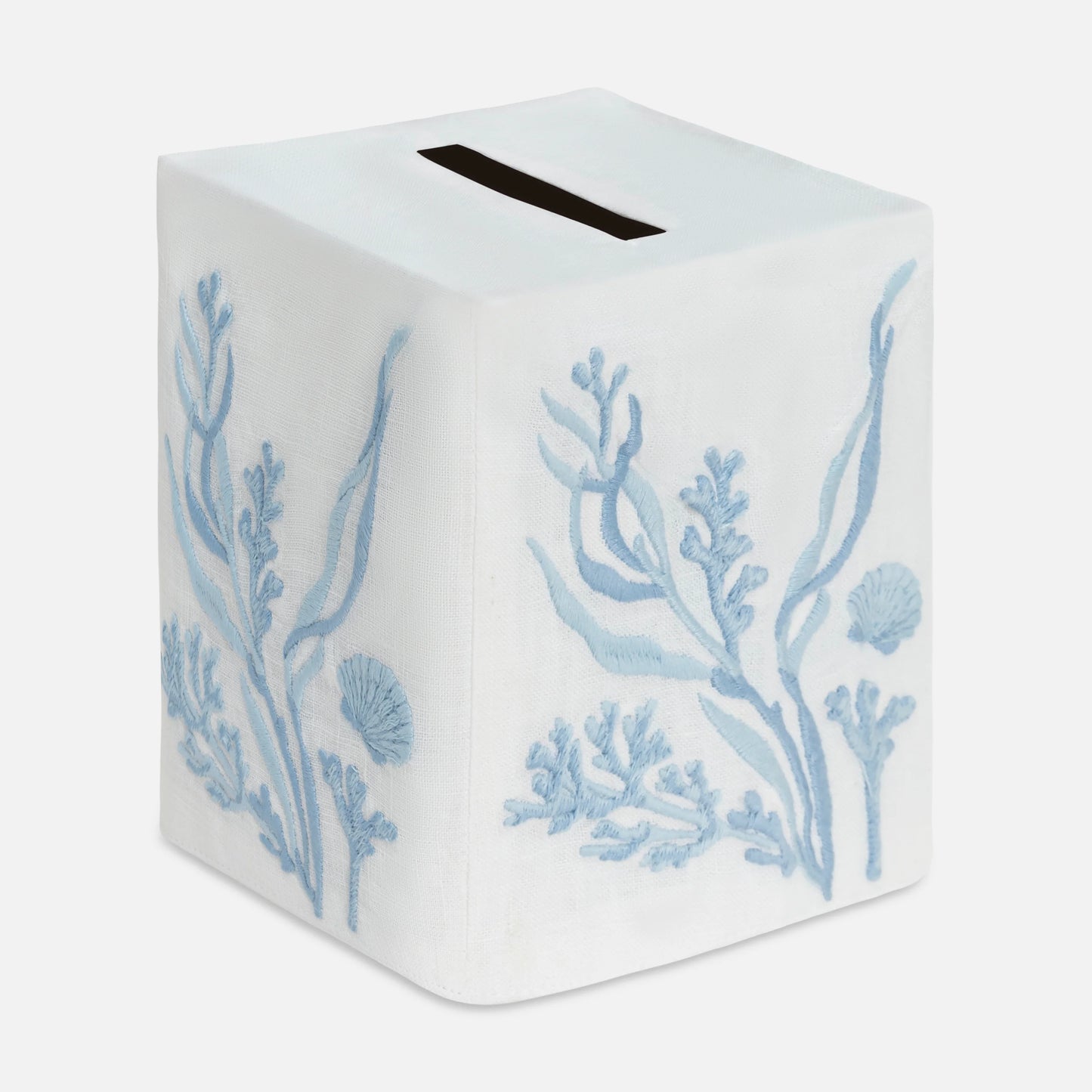 Coral & Shell Tissue Box Cover in Blue