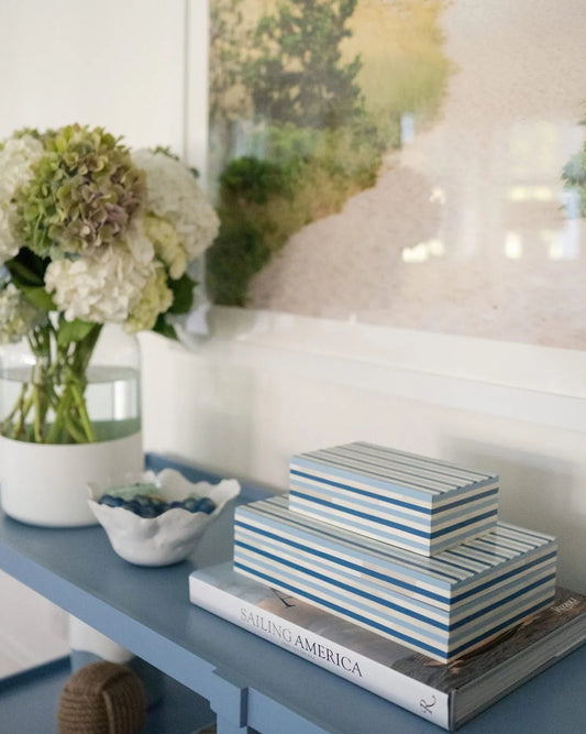 Nantucket Stripe Bone Box - Large