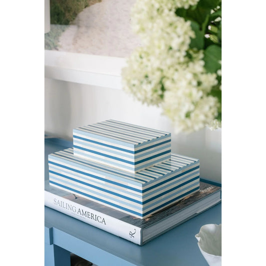 Nantucket Stripe Bone Box - Small
