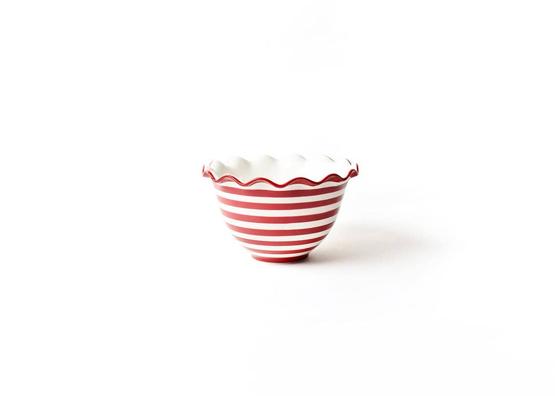 Red Stripe Ruffle Small Bowl