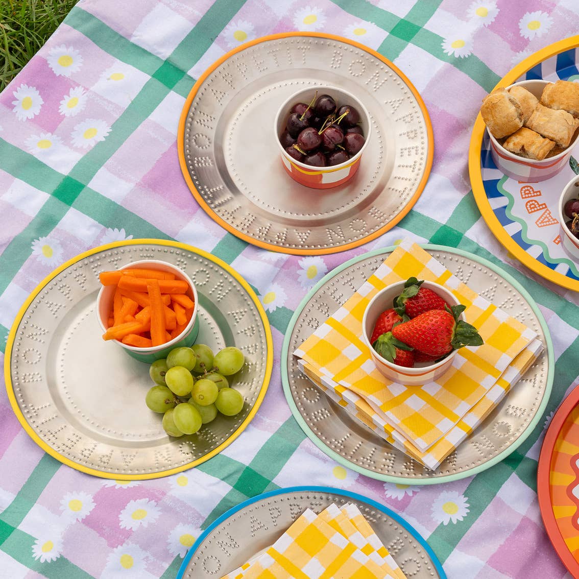 Yellow Stainless Steel Reusable Plate