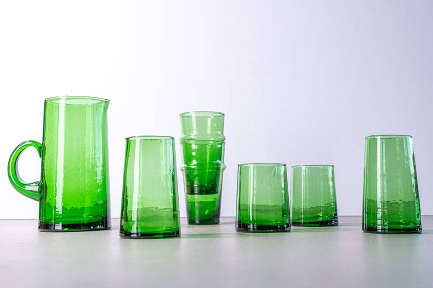 Green Moroccan Beldi Glassware - Set of 6