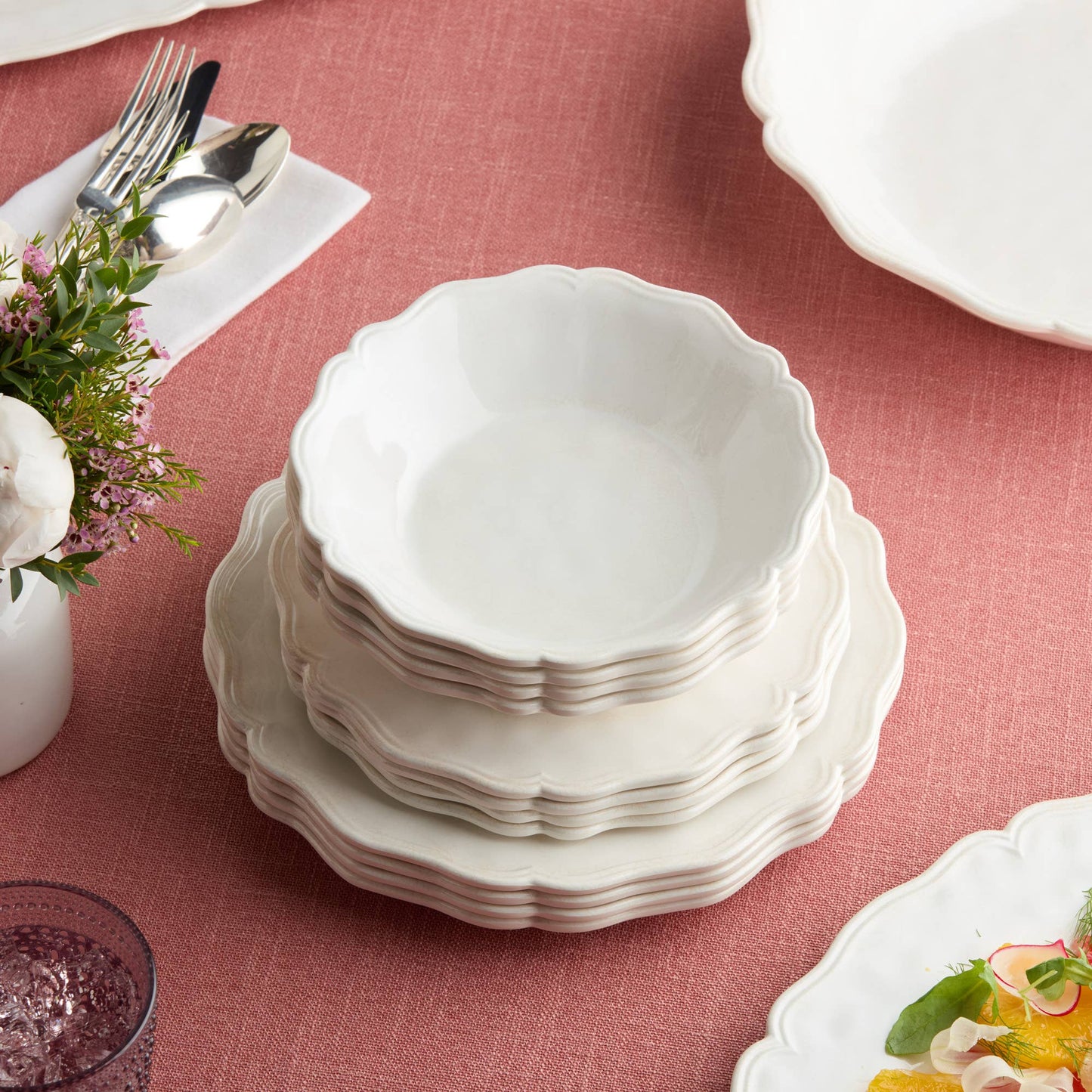Isabella Cream Melamine Salad Plate - Set of 4