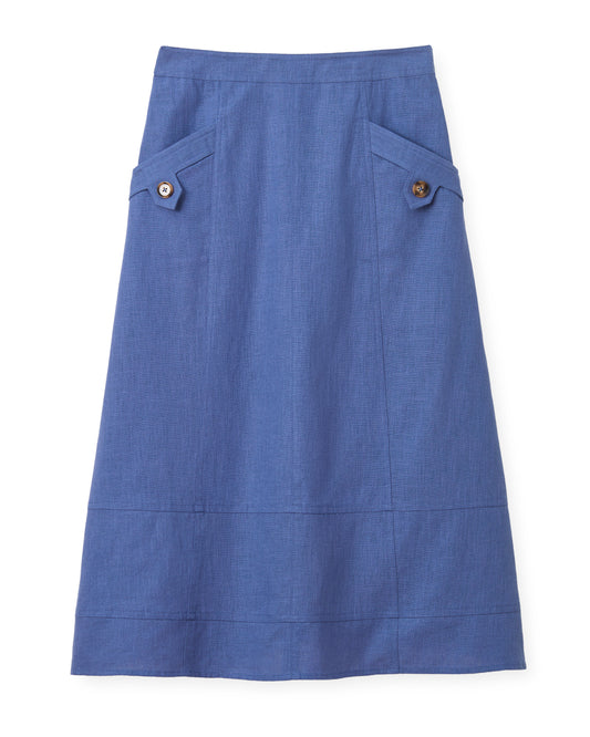 Alice Button Skirt-Coastal Indigo