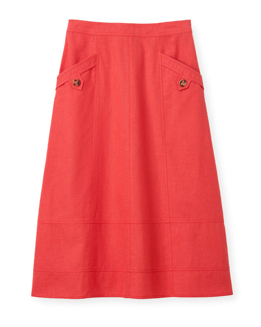 Alice Button Skirt-Poppy