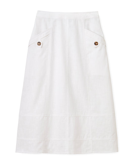 Alice Button Skirt-Bright White