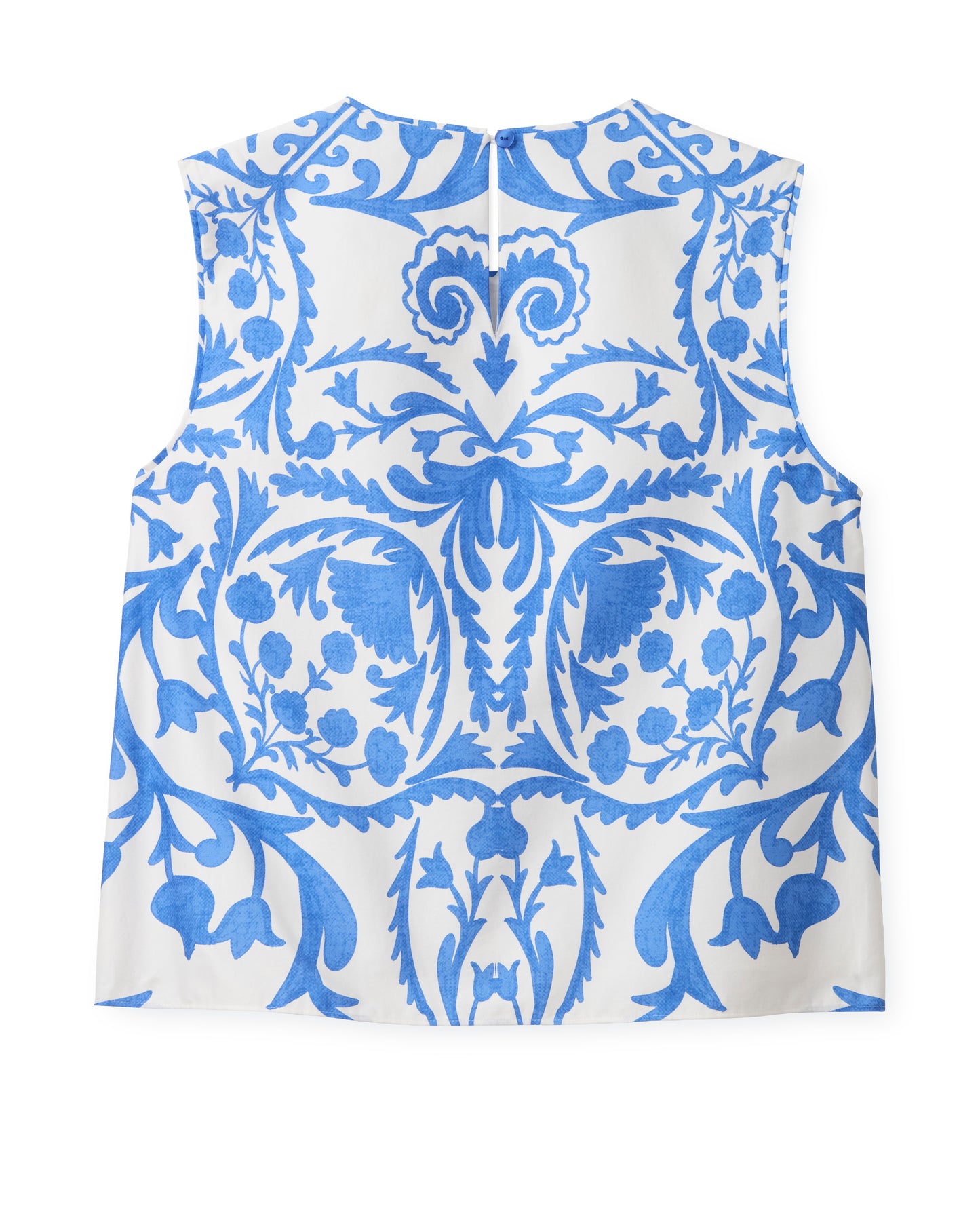 Linda Shell Top-Faraway Print-Provence Blue