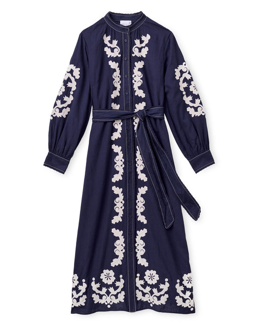 Ophelia Dress-Navy Prairie Floral Applique