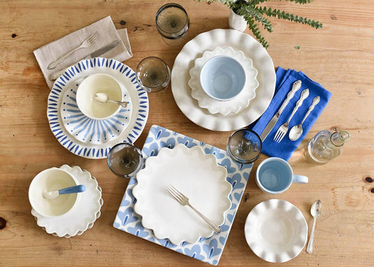 Iris Blue Burst Ruffle Salad/Dessert Plate