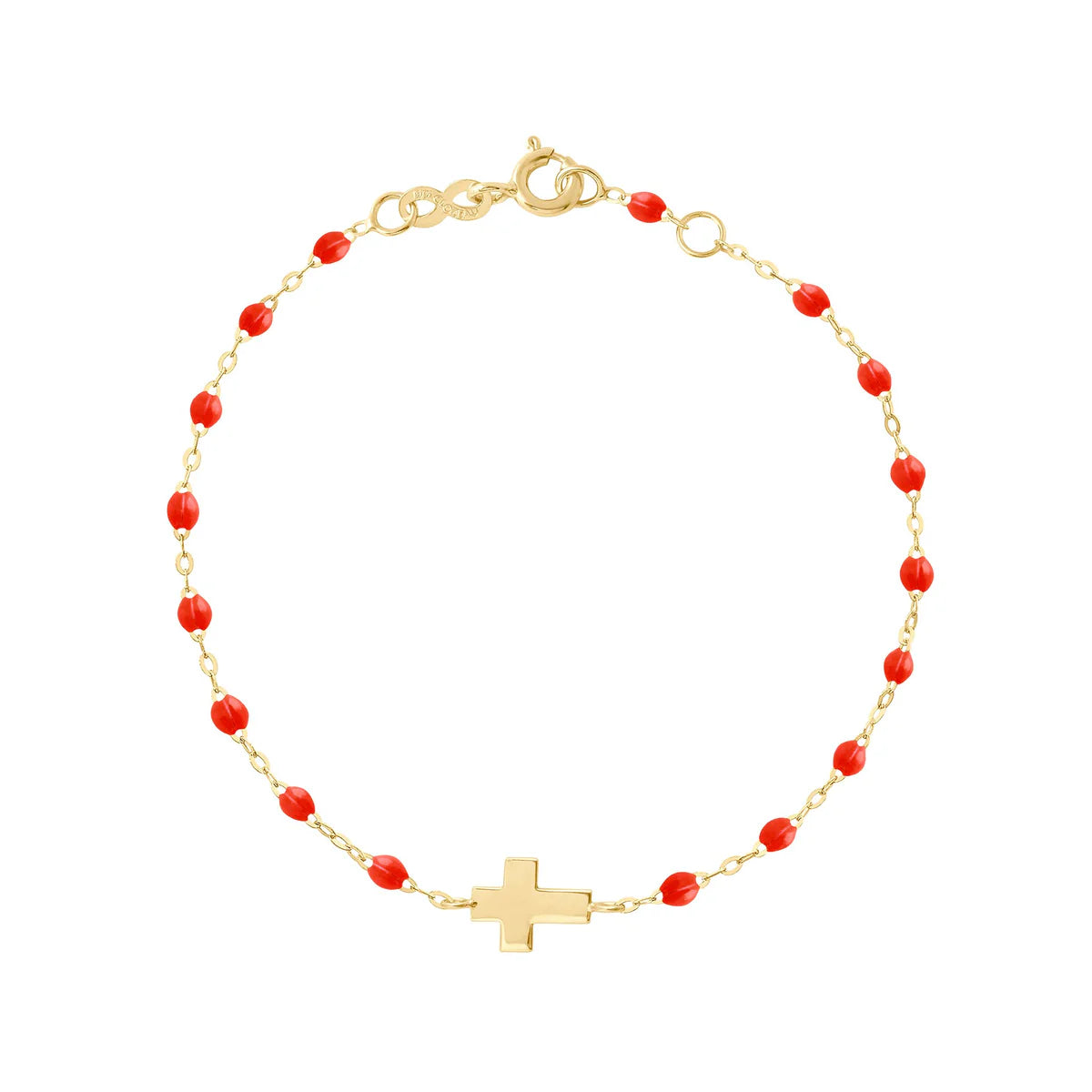All Gold Cross Gigi Bracelet - 6.7" - Coral
