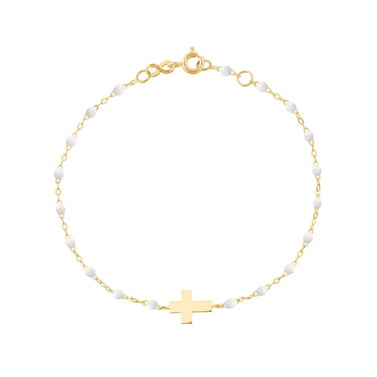 All Gold Cross Gigi Bracelet - 6.7" - White