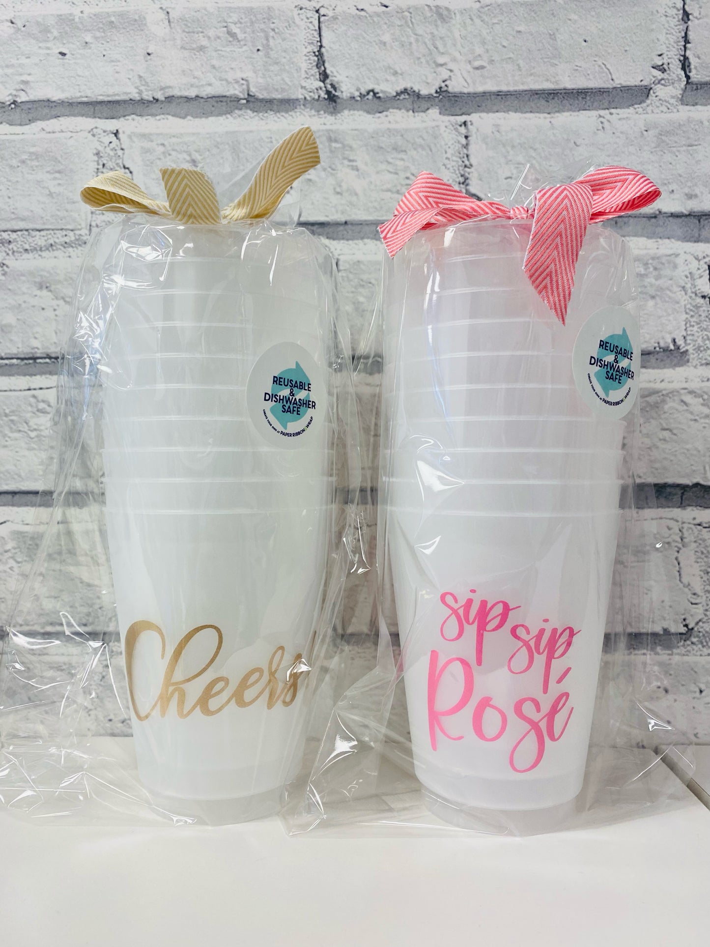 Cheers & Sip Sip Rose Re-Usable Cups - 10 Pack