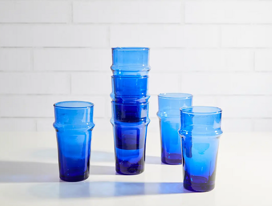 Blue Moroccan Beldi Glassware - Set of 6